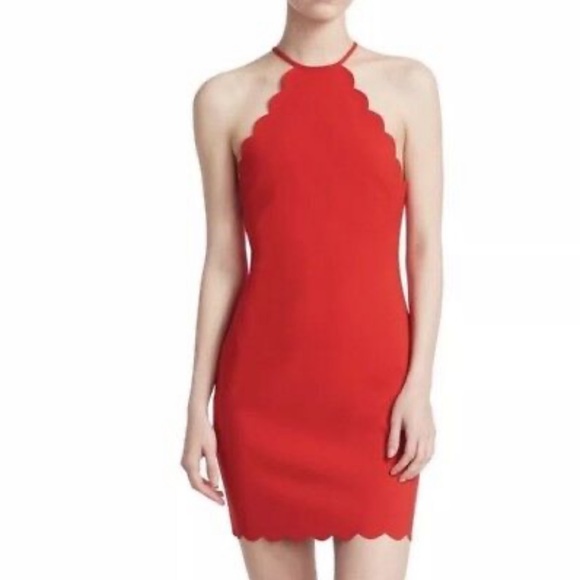 Likely Dresses & Skirts - Likely Everly Red Halter Scalloped Edge Bodycon Mini Dress Women’s Size 6 NWT